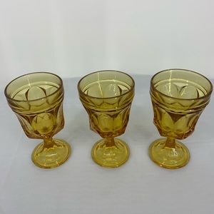 Vintage Mid century modern amber drinking glasses